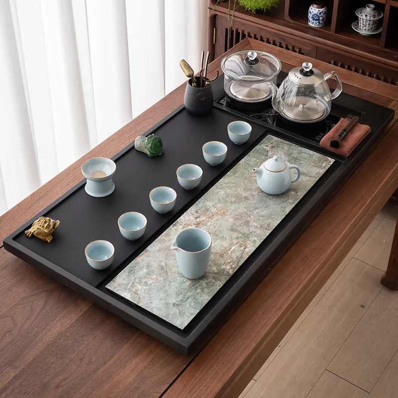 Luxury Marble Tea Tray Ceremony Hospitality Valet Office Drainage Tea Tray Accessories Tableware Bandejas Home Decorationgs