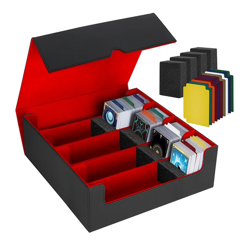 

IDUD Trading Card Storage Box,4 Rows Card Deck Case ,Magnetic Closure Card Box For Game Cards
