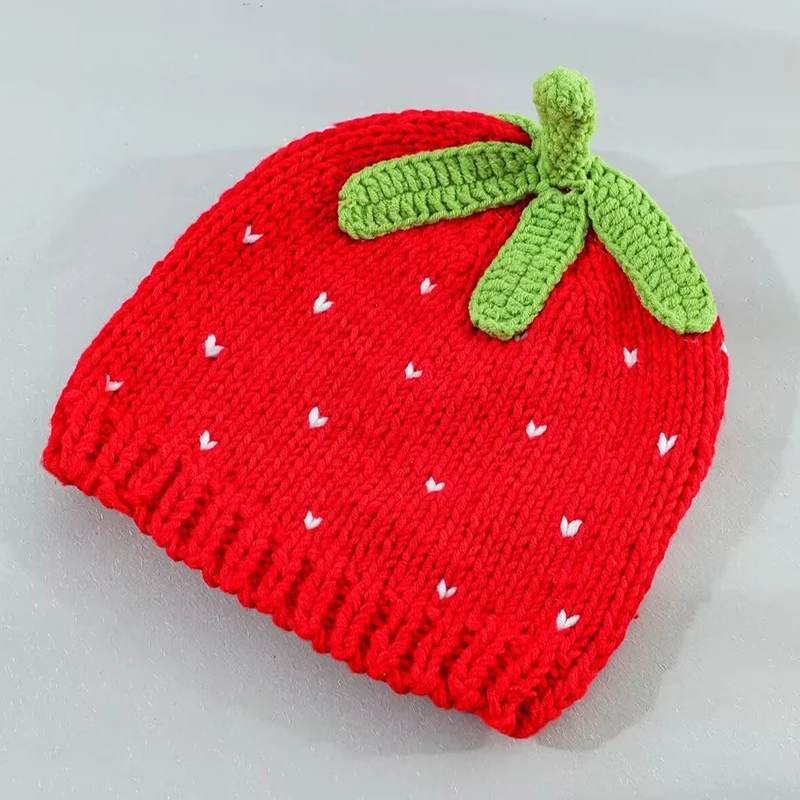 Y2k Beanie For Women Strawberry Crochet Hats Beanies Cute Hat Grunge Emo Slouchy Warm Knitted Hats
