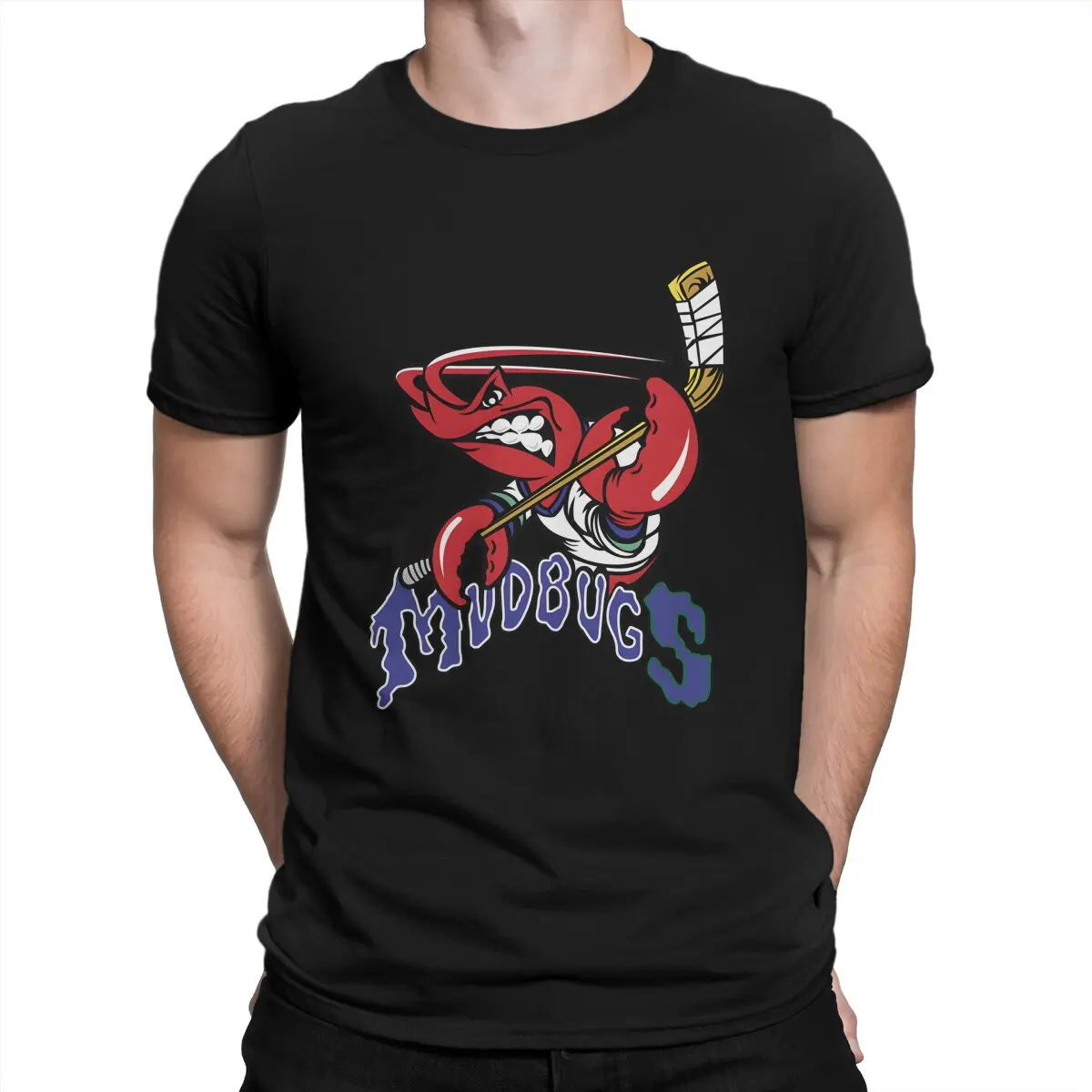 Ice Hockey Creative TShirt for Men Bossier Shreveport Mudbugs Round Neck Basic T Shirt Distinctive Gift Clothes OutdoorWear