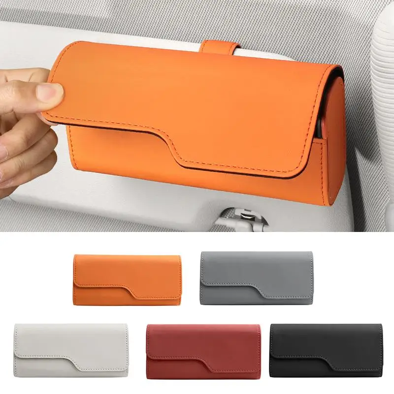 Car Visor Sunglasses Organizer Leather Holder for Glasses Soft Interior Easy Open Secure Fit Suitable for Most Vehicles