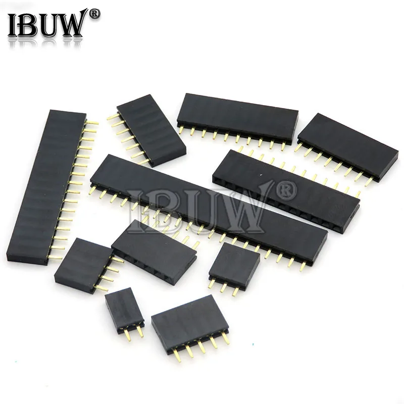 10PCS 2.54MM pitch single row female pin socket 2/3/4/5/6/7/8/9/10/11/12/13/14/40Pin PCB Connector Single Row Mother For arduino