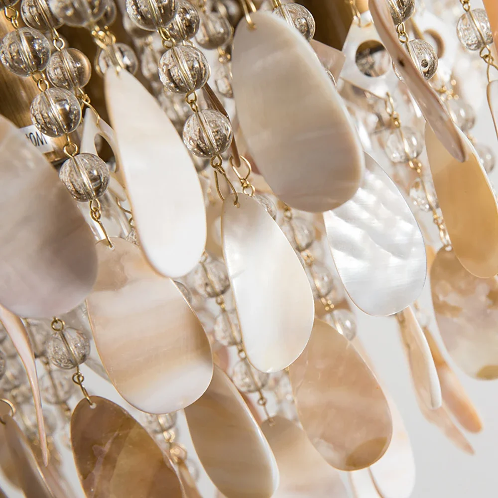 American Classic Crystal LED Ceiling Lamps Home Decor Shell Decoration Ceiling Lights Modern Chandeliers for Living Room Bedroom