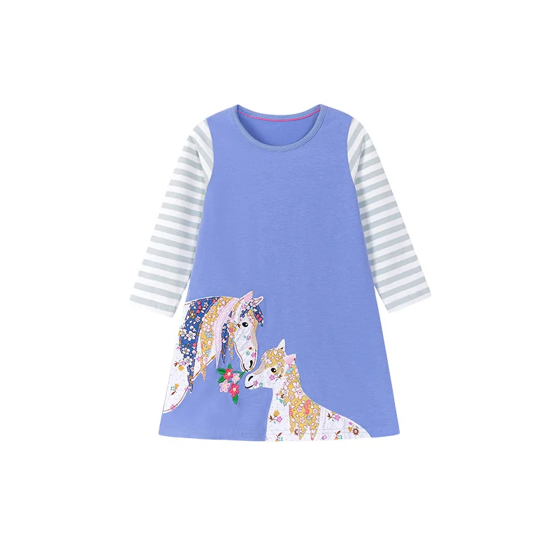 

Wind Girl's Dress Cartoon Striped Girls Skirt Autumn Cotton Children's Dress