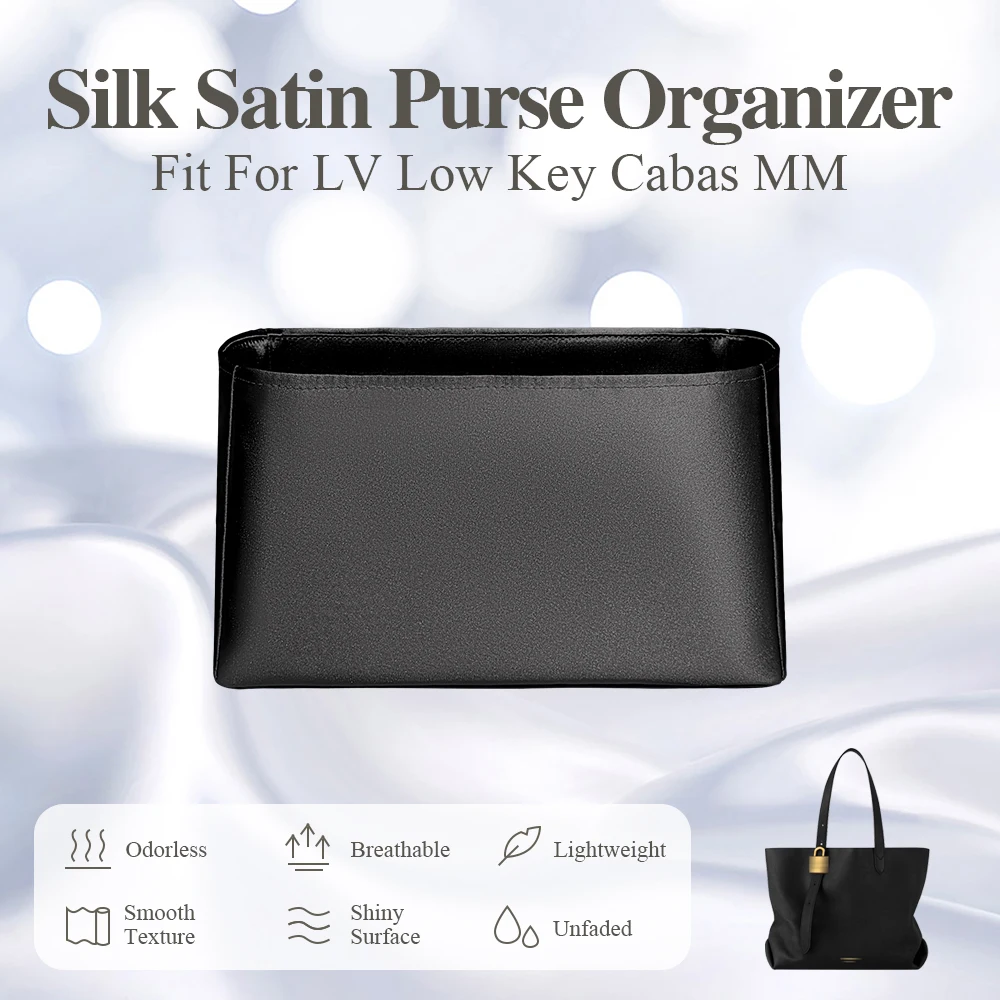 

Silk Satin Purse Organizer Insert Fit for LV Low Key Cabas MM Smooth Inside Storage Bag Large Inner Liner Bag Makeup Organizer