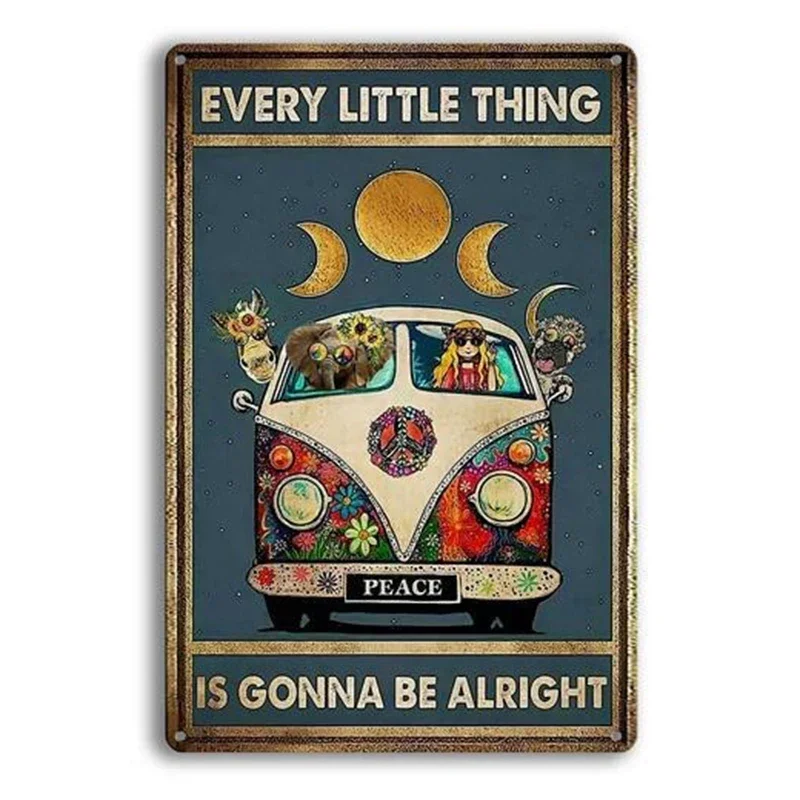 Camping Car Beach Summer Peace Bus Vintage Tin Sign Metal Decoration Poster Plaque Bar Garage Home Wall Plate Art Signs Decor