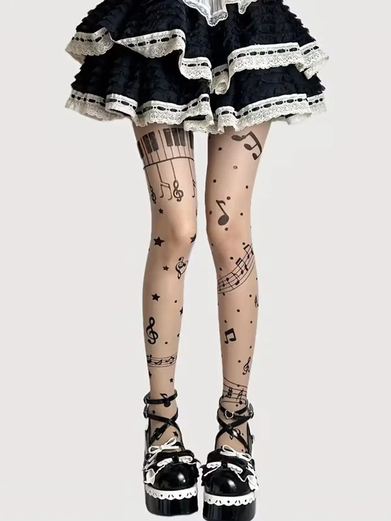 Sexy Note Print Stockings, Y2K Subculture Pure Desire Summer Full-Length Women's Tights, One Size, 90-180lbs, 5'1-5'7