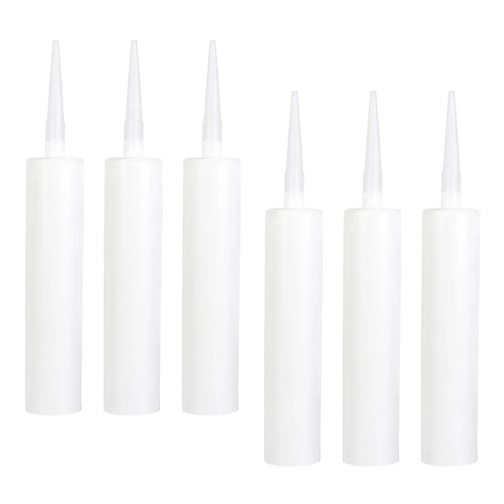 6Pcs Plastic Caulk Tubes Glass Glue Empty Refillable Sealant Tubes Quick Easy One-Handed Use for Cracks Windows Doors