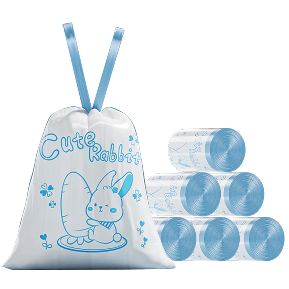 75 Pcs Cartoon Trash Bags Cute Rabbit Pattern High Quality Disposable Trash Pouch Drawstring Garbage Bag Household Product