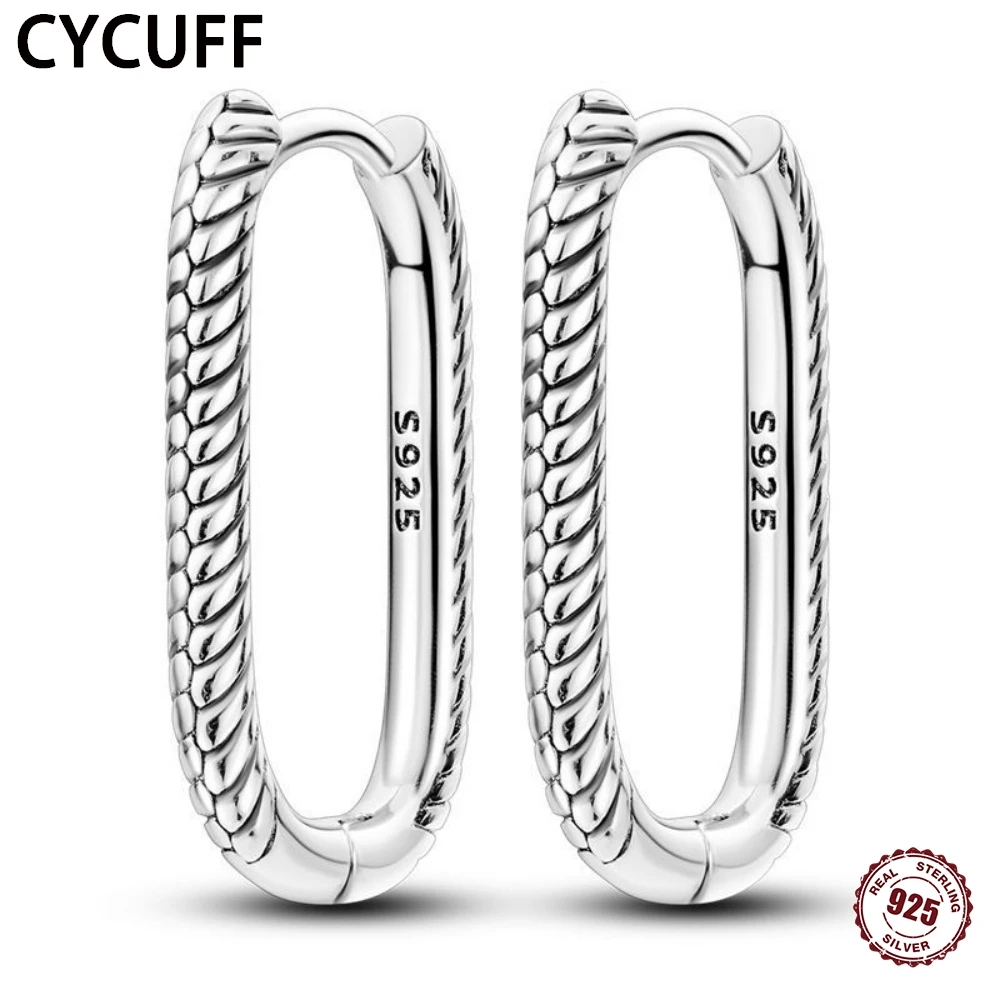 

CYCUFF New S925 Sterling Silver U-shaped Snake Bone Pattern Hoop Earrings Fashion Jewelry Earring Party Gift For Women Earrings