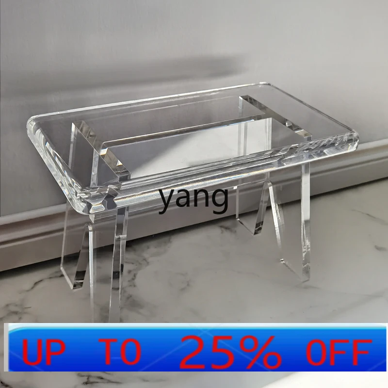 Ltt light luxury acrylic transparent stool crystal texture waterproof and moisture-proof household shoe changing stool