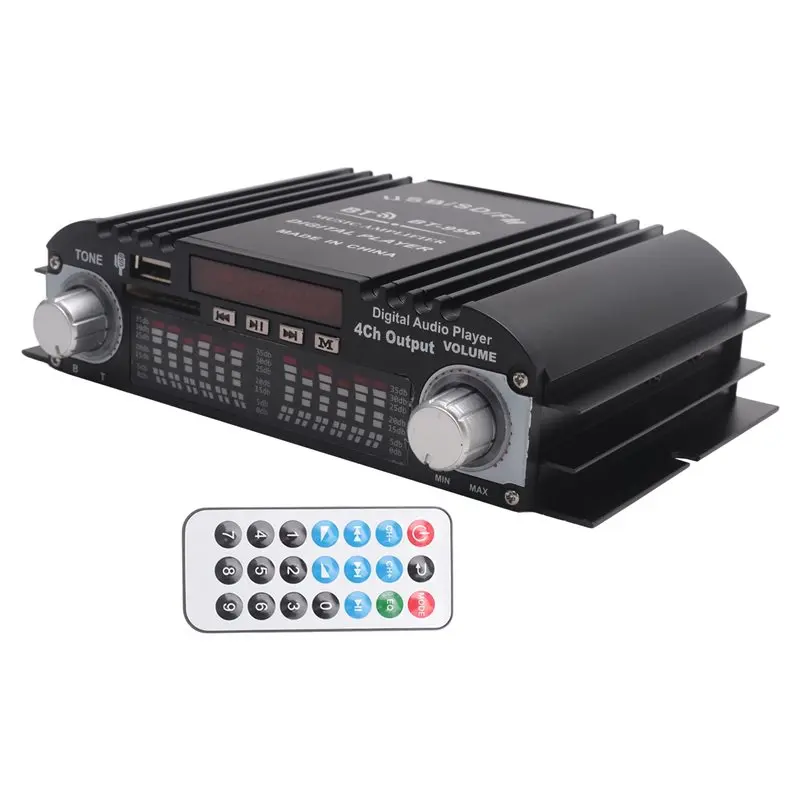 Amplificador de Audio Digital HIFI BT-998 con Pantalla LCD, Amplificador de Potencia Clase D, Radio Bluetooth para Auto y Hogar, Altavoz FM, USB, SD-AEF7