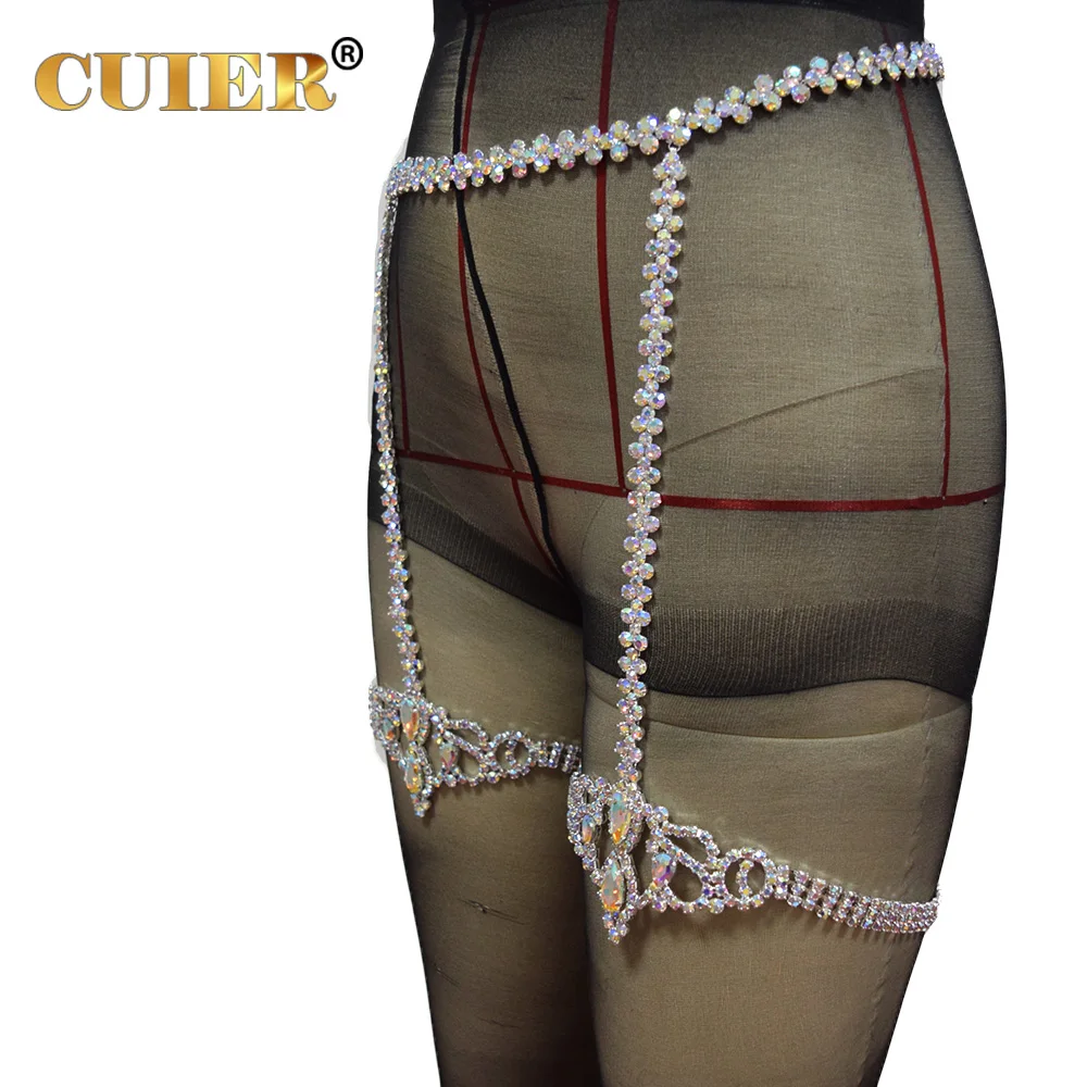 CUIER Dance Waist Chain Leg Chain Ring Rhinestone Jewelry Accessories Versatile Performance Clothing Body Chain for Stage