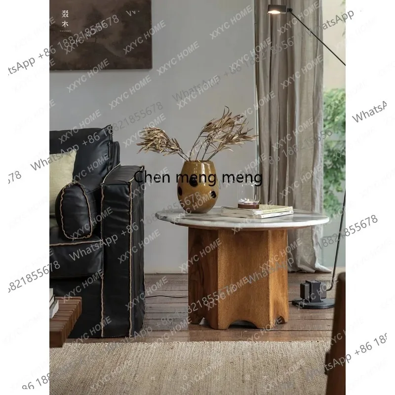 K153 retro light luxury style living room sofa coffee table supercrystalline solid wood homestay creative side table