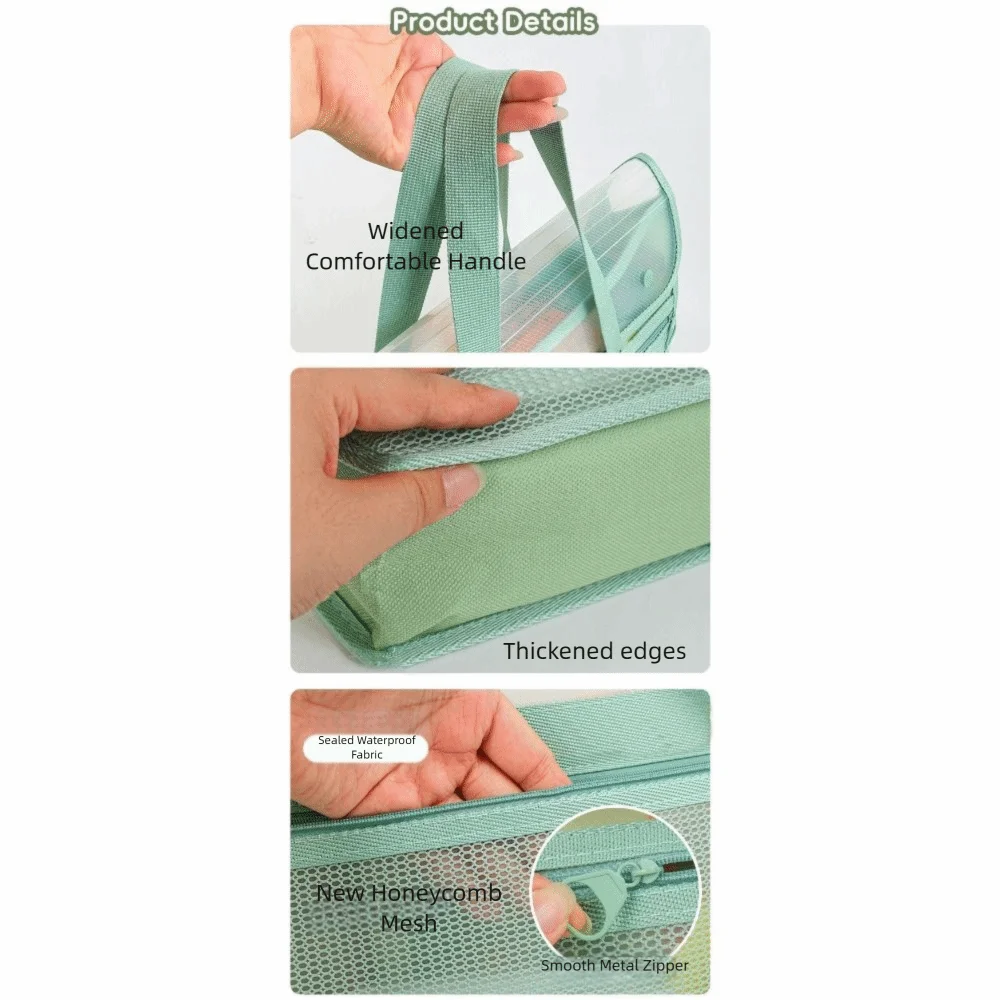 PP File Storage Bag Transparent Large Capacity Transparent Handheld Folder Portable Zipper Pocket Document Storage Bag
