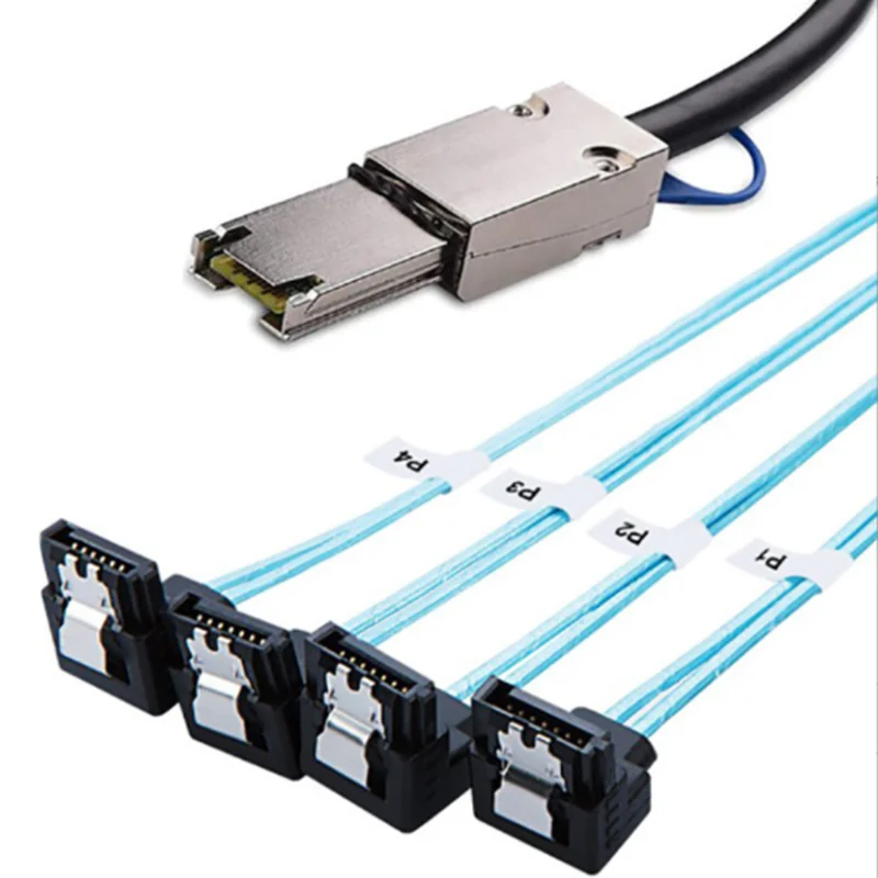 1m 2m 90 Degree Angle SAS 3.0 Mini SAS 26Pin SFF-8088 Male to 4 SATA 7Pin Female Hard Disk Splitter Adapter Data Cable - view 5