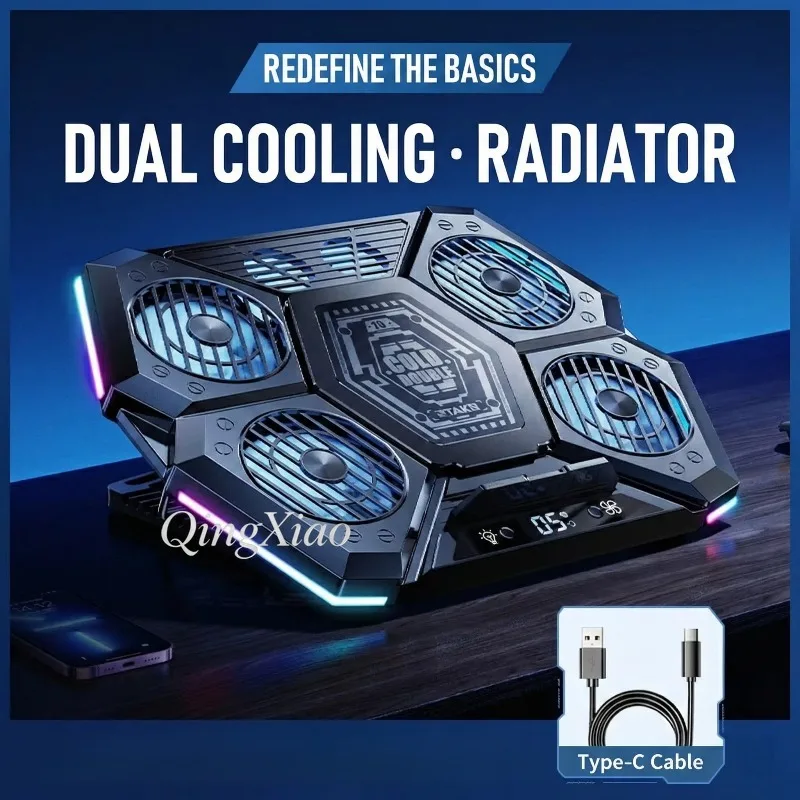 Aluminum Laptop Cooling Pad With Four Air Cooling Fans Efficient Heat Dissipation Bracket For Daily Notebook Computer Use