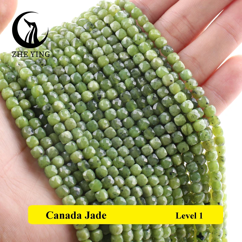 4*4mm Natural Green Aventurine Sqaure Faceted Stone Beads Gemstone Loose Spacer Bead for DIY Bracelets Necklace Accessories 15\'\'