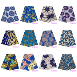 African Blue Color Fabric Nigeria Polyester Ankara Fabrics Block Prints Batik High Quality Sewing Cloth S-3