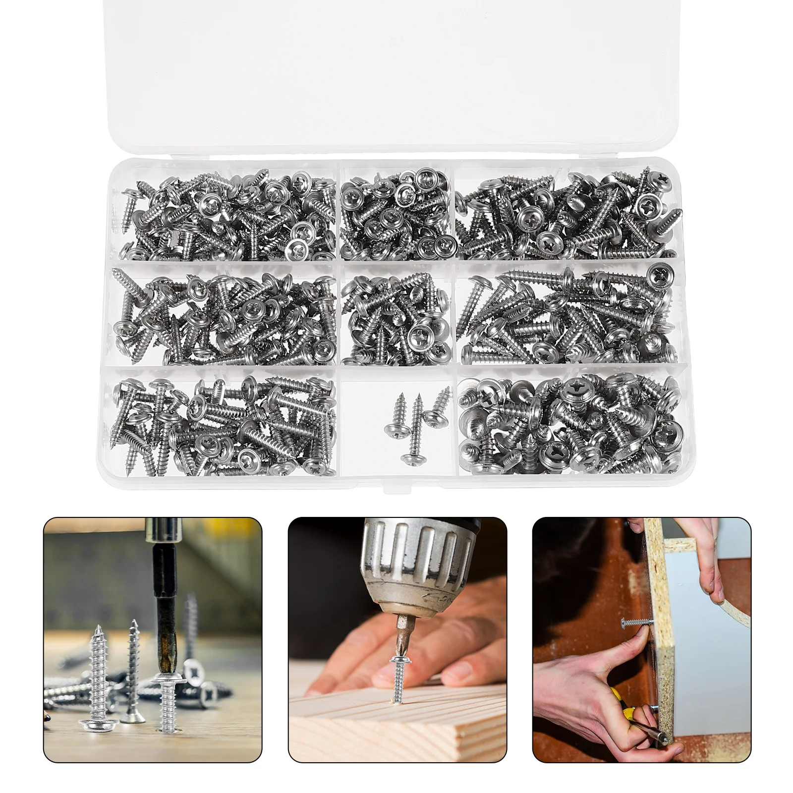 

340 pcs Steel Screws 1 Box Self-Drilling Wallboard Bolts Woodworking Screws For Wall Wood Repair Durable Fasteners