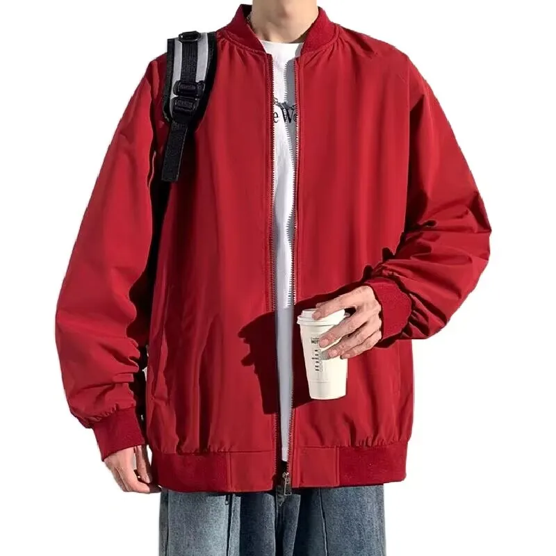 

Trendy Baseball Jacket Men 2025 Spring Lightweight Workwear Coat Casual Solid Color Jacket Ins Fashion Mens Outdoor Wear