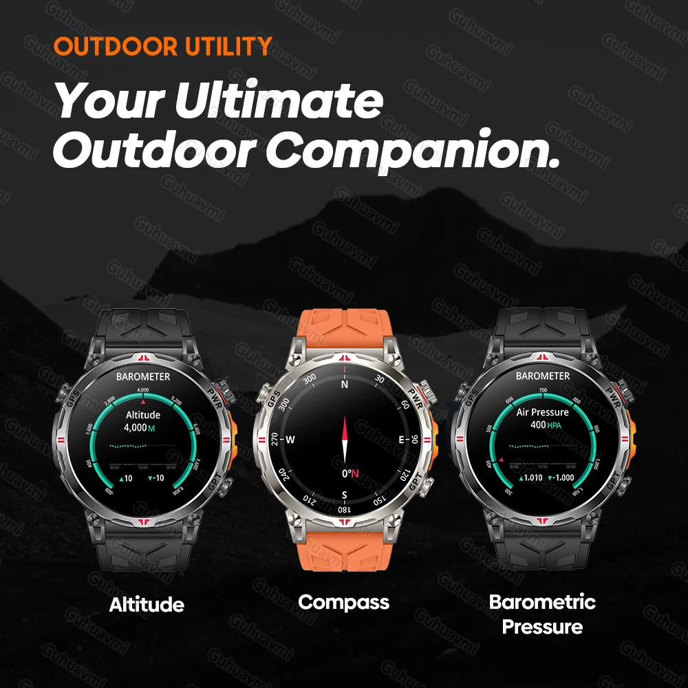 2025New Military GPS Sport SmartWatch Männer 1,56 "AMOLED Bildschirm Kompass Höhenmesser 5ATM Wasserdichte 560 mAh Drahtlose Anruf Smartwatch