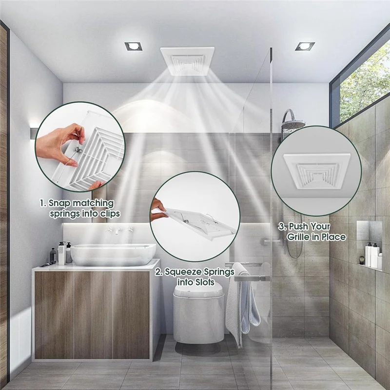 SEWS-Bathroom Fan Cover Diverter Ventilation Hood For Square Ceiling Or Wall-Mount Exhaust Fan
