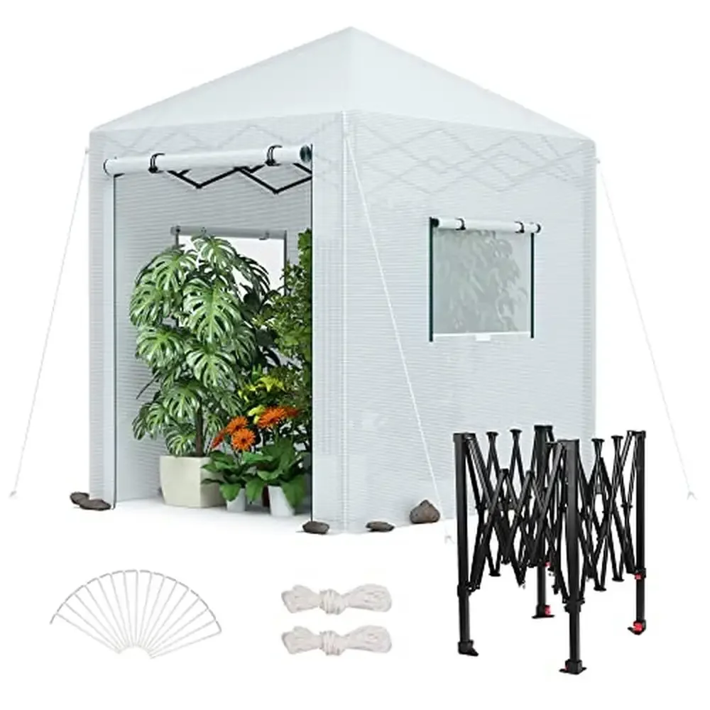 

Portable Walk-in Greenhouse Heavy Duty Gardening Canopy 8'x 6' Sturdy Structure Easy Setup Versatile Use