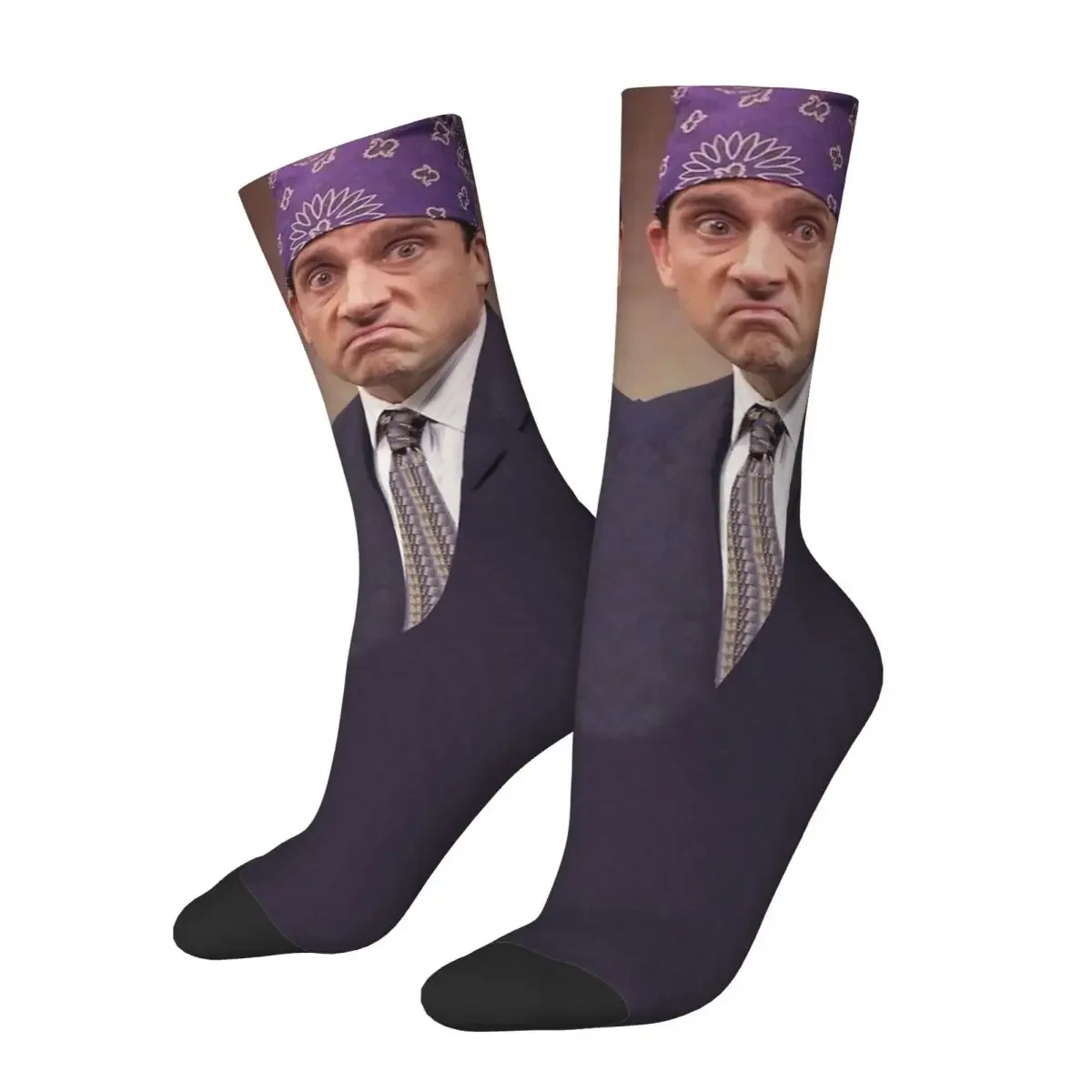 Crazy Design Prison Mike Soccer Socks The Office TV Show Polyester Long Socks for Unisex Breathable