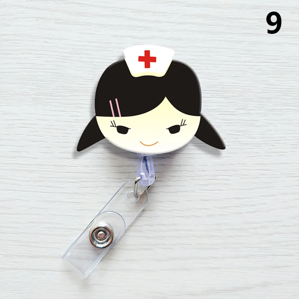 1 قطعة الكرتون الطبيب شارة بكرة معرف اسم بطاقة كليب اللوازم المكتبية حامل البطاقة كليب شارة حامل كليب حامل بطاقة الاسم