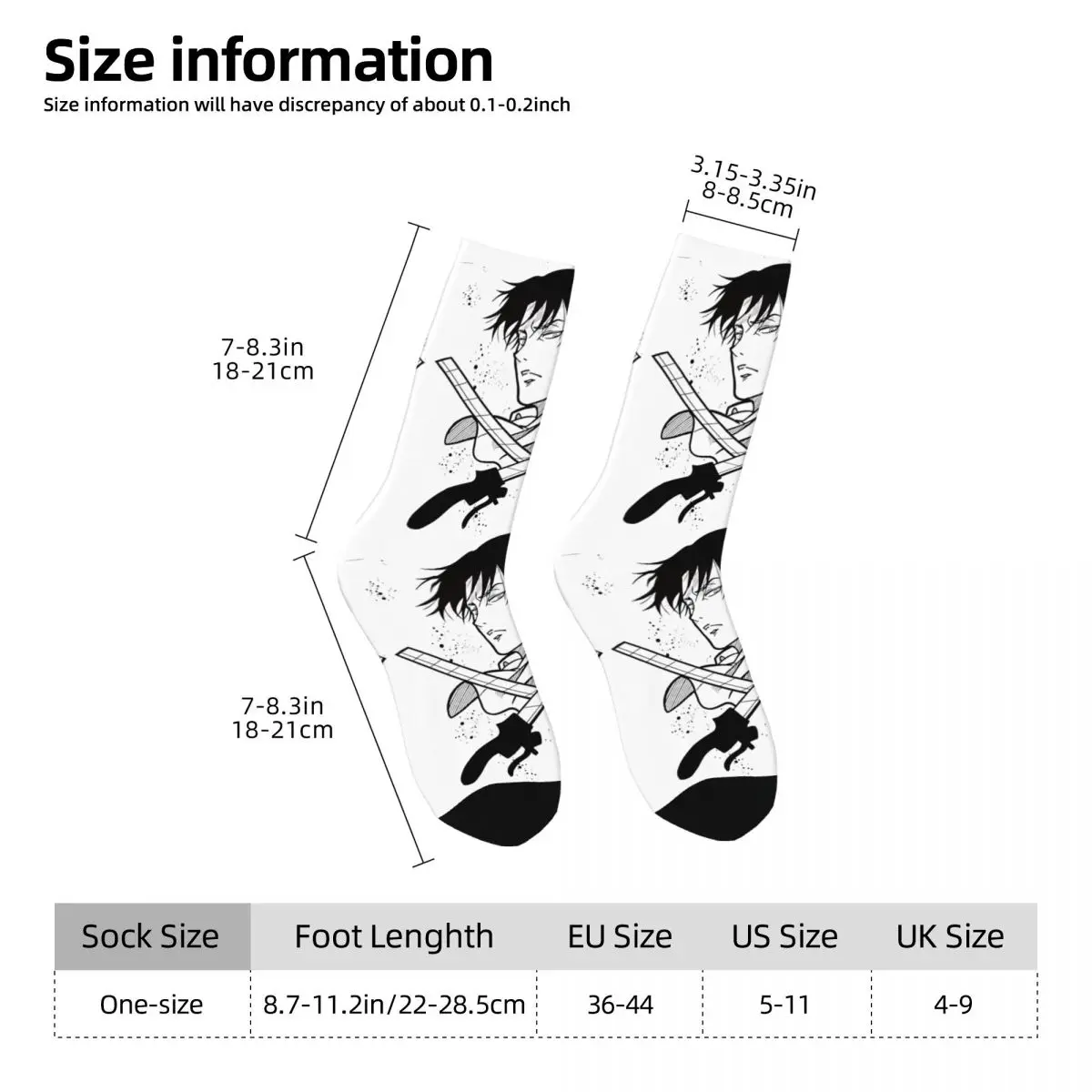 Retro Levi Art Work Socks Attack on Titans Modern Stockings Men High Quality Outdoor Socks Autumn Pattern Anti-Slip Socks