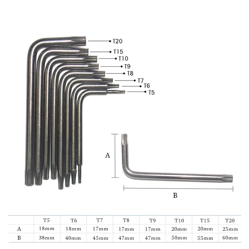 8 en 1 Tournevis hexagonal Wrlike Bit Set T5-T20 Wrlike Tool Kit CR-V Star Key Wrlike Torx Tournevis kit avec support de transport