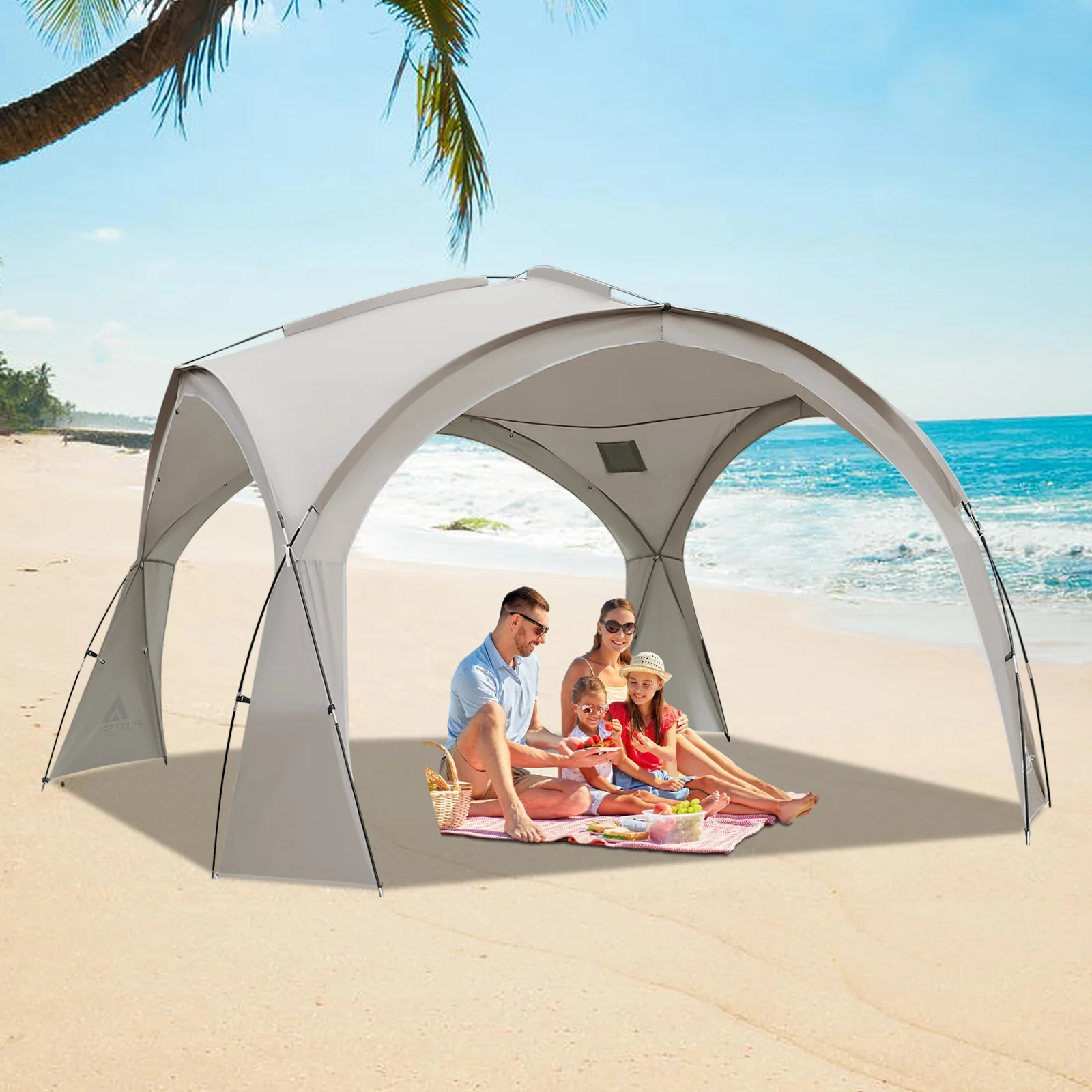 

Beach Tent Camping Trips Backyard Fun Equipment Outdoor Tent with Curtain and Mesh 6-8 People