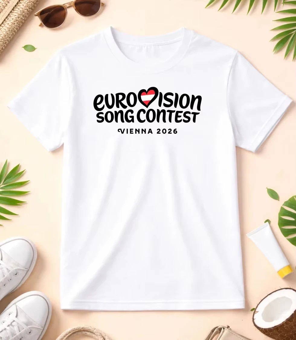 New Logo Vienna Eurovision 2026 T-Shirt: Austria Song Contest 2026 Spring/summer Fashion Casual T-Shirt Cotton Short-sleeved