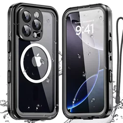 Magnetic Case For iPhone 16 15 14 Pro Max Pro 13 iPhone Pro Max Waterproof Protector Full Body Protective Dustproof Phone Case