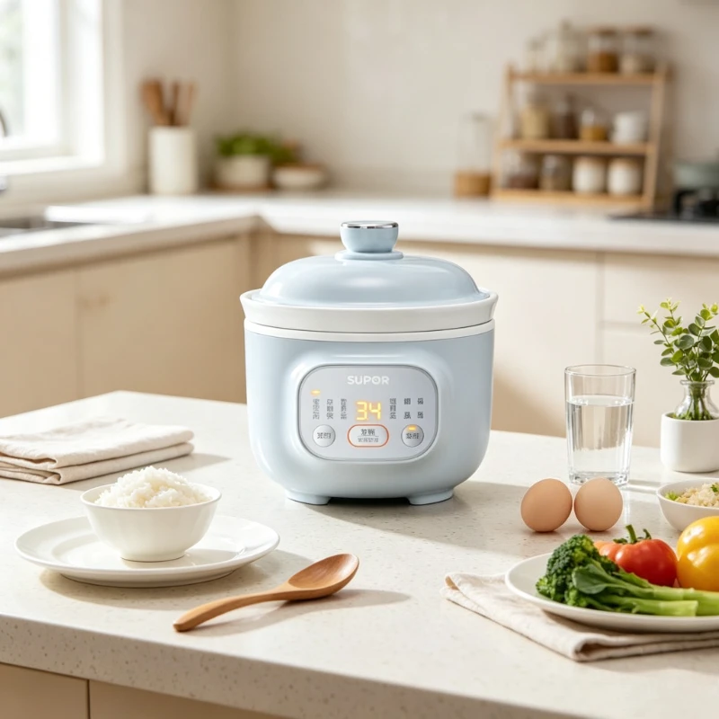 Electric Slow Cooker 1L Ceramic Inner Pot 5 Programs 24H Preset for Soup Porridge Stew Baby Food Home Kitchen Use 전기 슬로우쿠커
