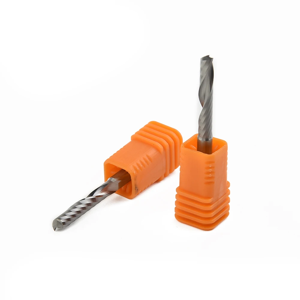 4mm Single Flute Spiral End Mill Router Bits 2pcs Carbide Tools for Aluminum MDF and Wood Cutting Applications