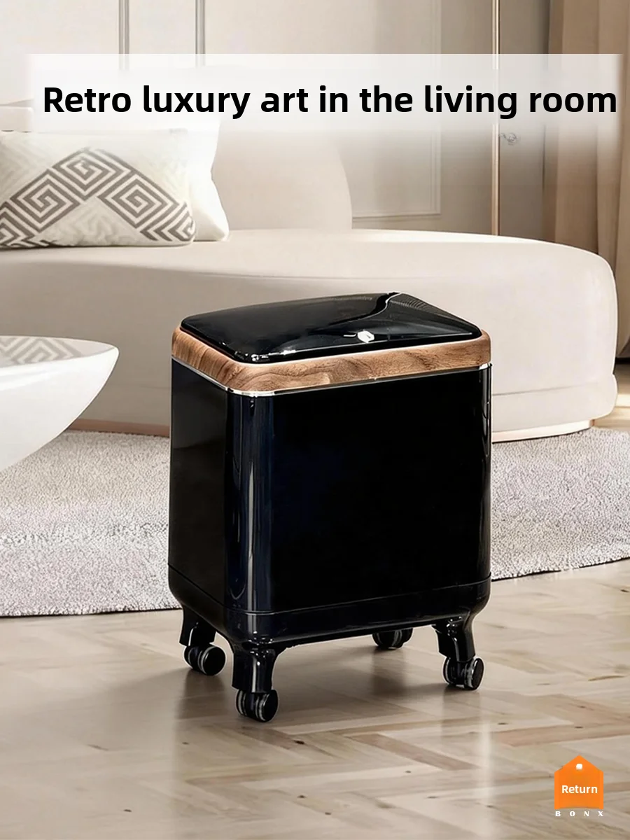 

Large Capacity Trash Can 2026 New Style for Living Room Bedroom Kitchen Luxury Vintage Design Home Use Plastic Garbage Bin