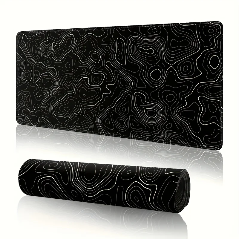 XXL Extended Gaming Mouse Pads,abstract Line Design Desktop Pad,black Geometric Pattern, Perfect for Office, Notebook and Gaming
