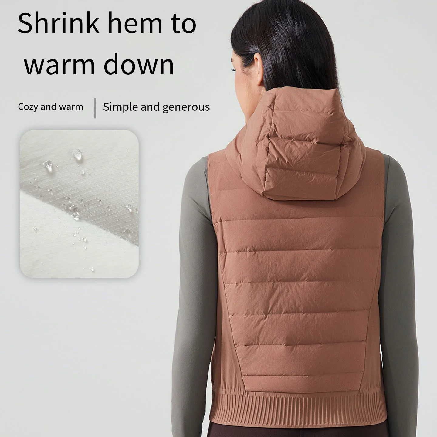 1 Piece of down Vest Women's Short Hooded Casual Lightweight down Vest Autumn and Winter New Fashion Warm Sports Vest Jacket