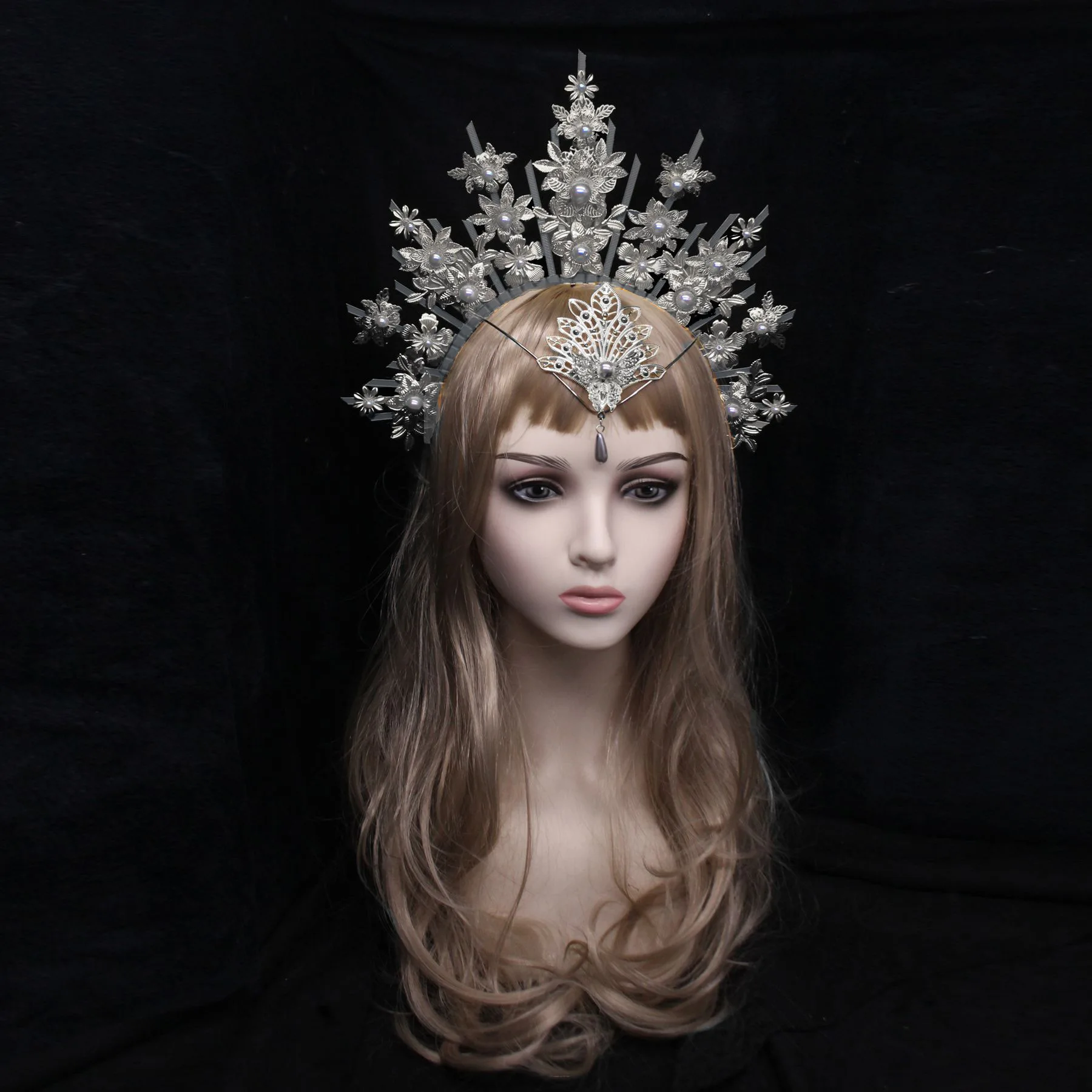 Handmade Spiked Shaped Crown Headpiece Gothic Lotia Goddess Halo Women\'s Party Headwear Accessories