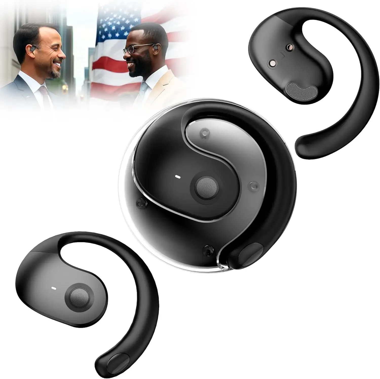 Open-ear Bone Conduction Wireless Earphones, Bluetooth Ear-hook Style, External Wearing, Great for Sports & Daily Commuting