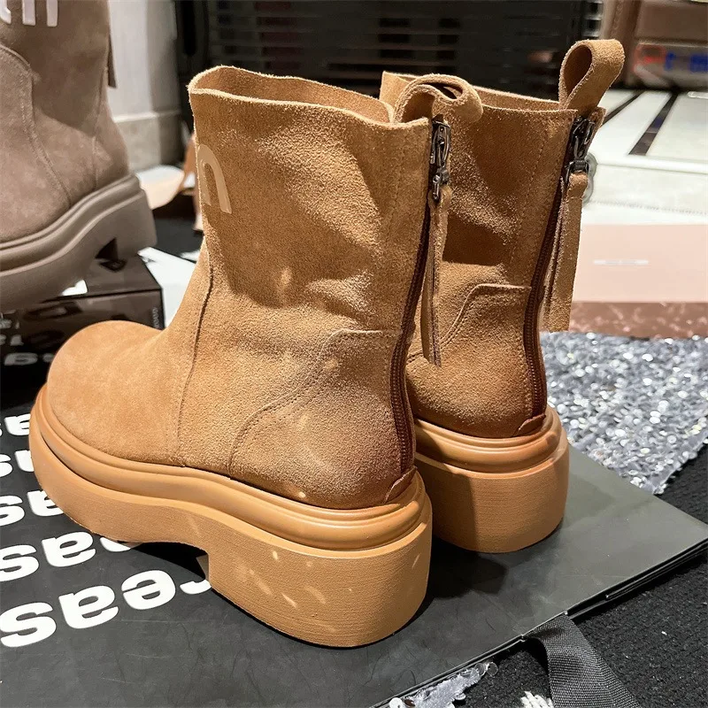 Moda damska Stretch Patchwork Platform Ankle Boots Women Autumn Thick Sole Slip on Sock Boots Woman Chunky Heels Botas Mujer