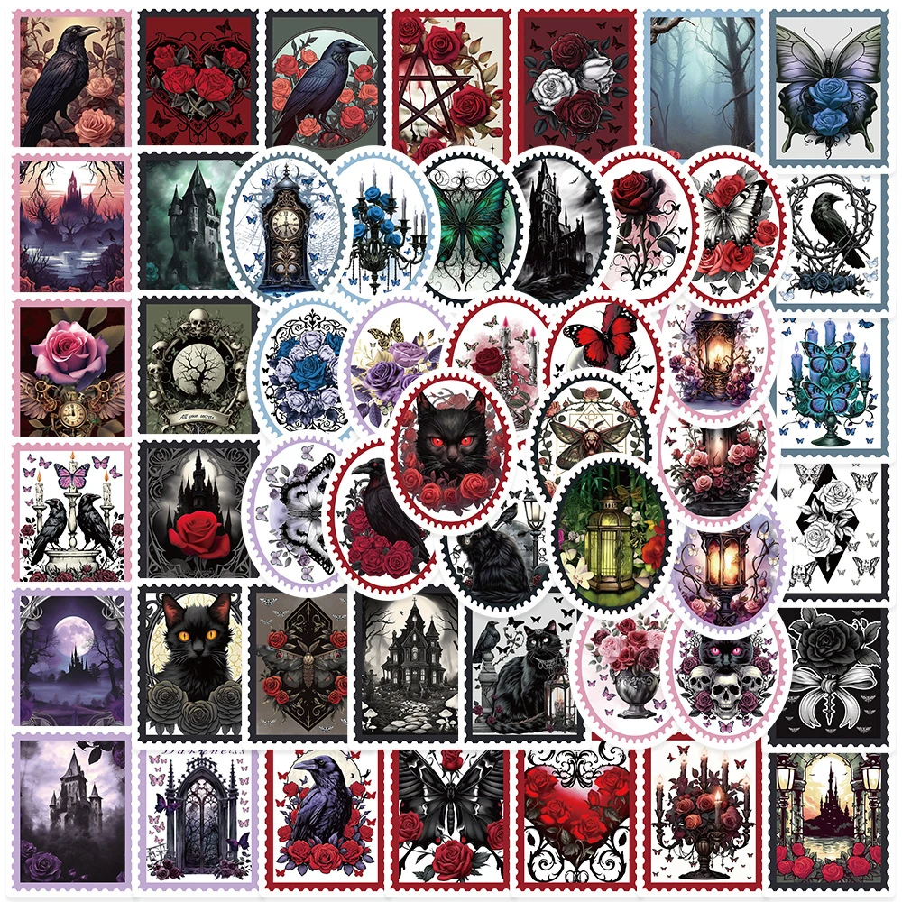 

10/30/50pcs Retro Gothic Stamp Graffiti Stickers Cartoon Decals Toy DIY Suitcase Guitar Notebook Phone Waterproof Sticker Decor