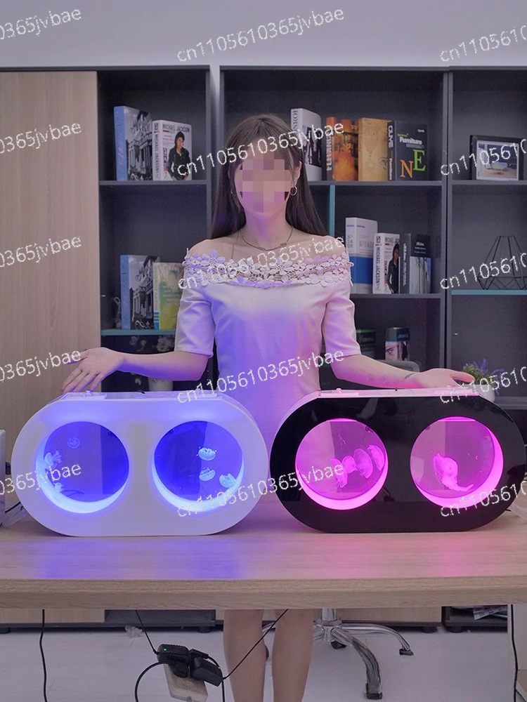 Double O-ring Professional Jellyfish Tank Desktop Fish   Aquarium Living Sea Moon Red Moon Jellyfish Tank Creative Viewing Tank