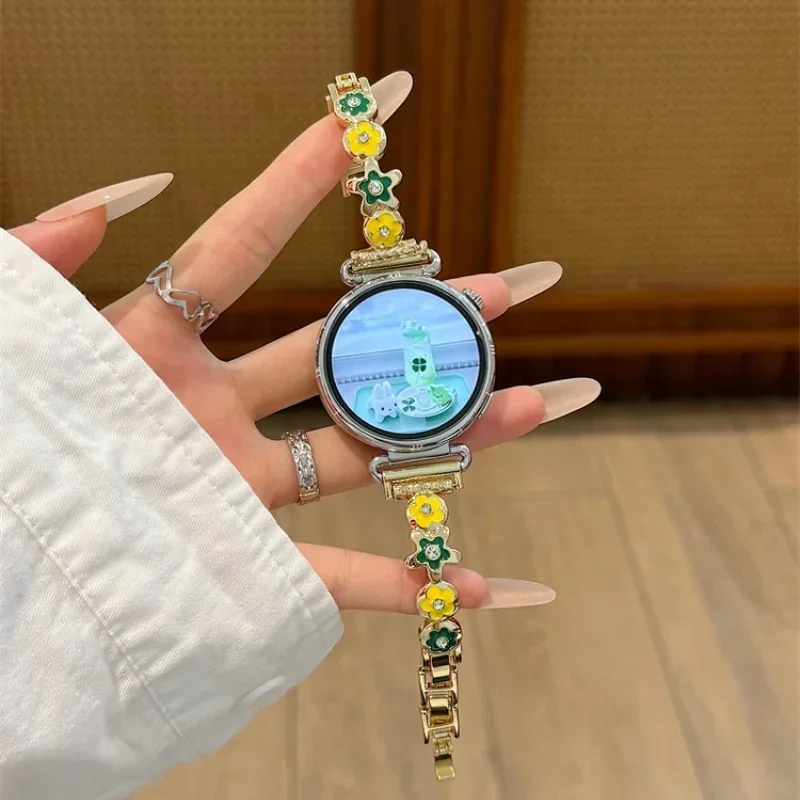 Creative Flower Metal Bracelet Strap Suitable for HUAWEI Watch Fit3/Fit4 Strap and HUAWEI Band 8/9/10NFC Handmade Strap