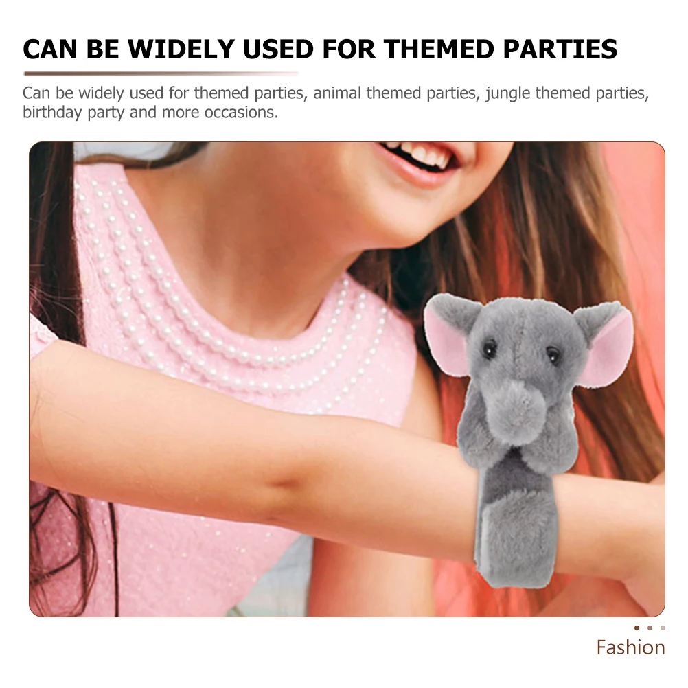

2pcs Slap Bracelet Stuffed Animal Jungle Theme Gifts Elephant Leopard Cartoon Wristbands Decorations Toy