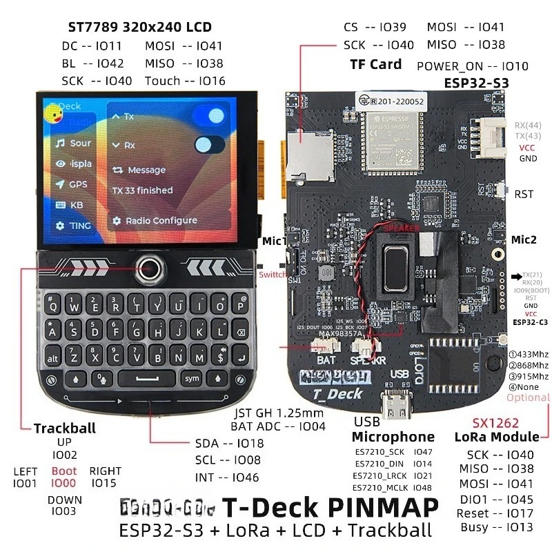T-Deck ESP32-S3 LoRa + LCD Touch + Trackball WiFi Bluetooth, Development Board