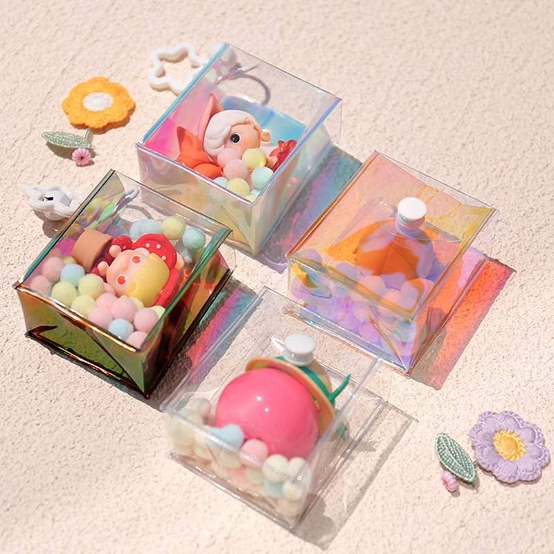 1Pc Transparent PVC Mystery Box Organizer Kawaii Mini Pouch Keychain Bag Protect Toy Doll Storage Case