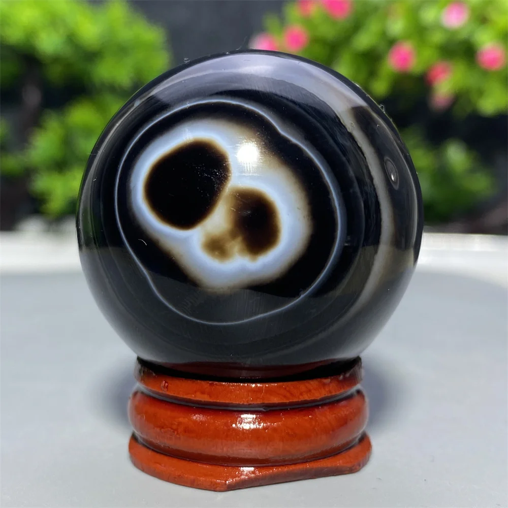 High Quality Natural Black Agate Crystal Ball Meditation Reiki Healing Mineral Quartz Sphere Home Decoration Gift Stone